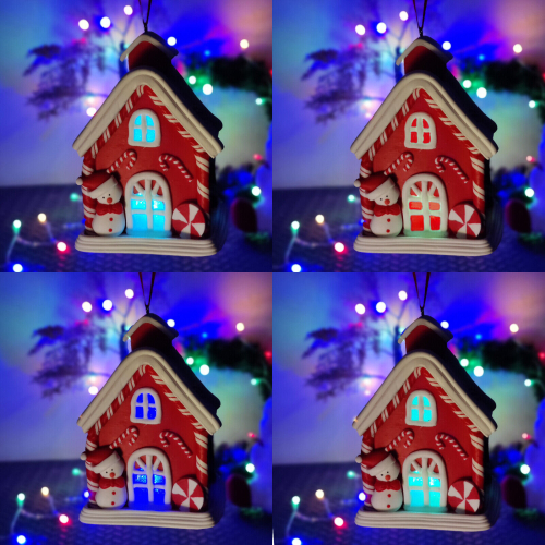 (Brown) Gingerbread House Christmas Tree Decoration LED 2