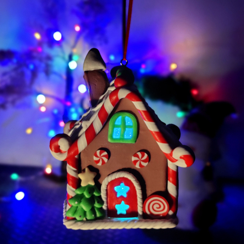(Brown) Gingerbread House Christmas Tree Decoration LED 1