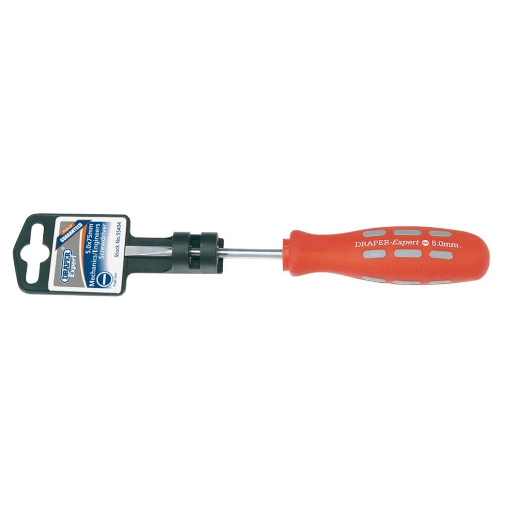 Plain Slot Parallel Tip Mechanic's Screwdriver, 5 x 75mm