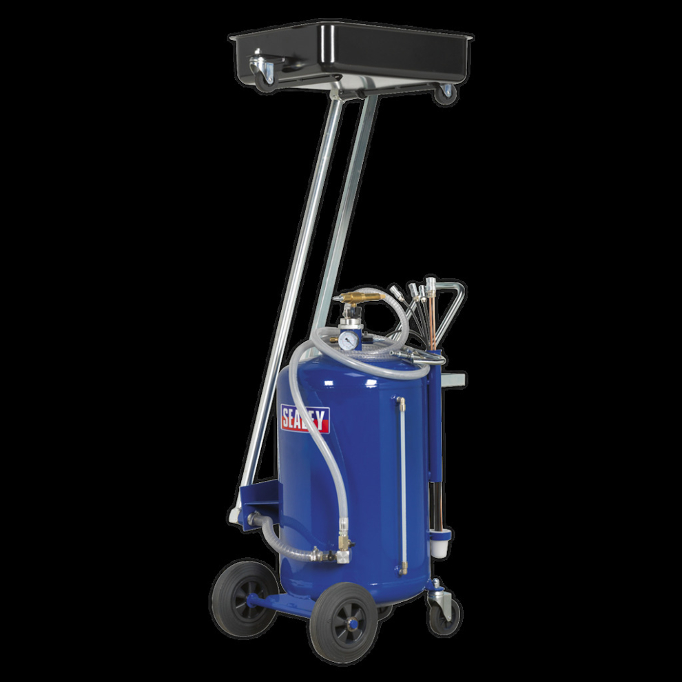 Sealey Mobile Oil Drainer With Probes 80L Cantilever Air Discharge