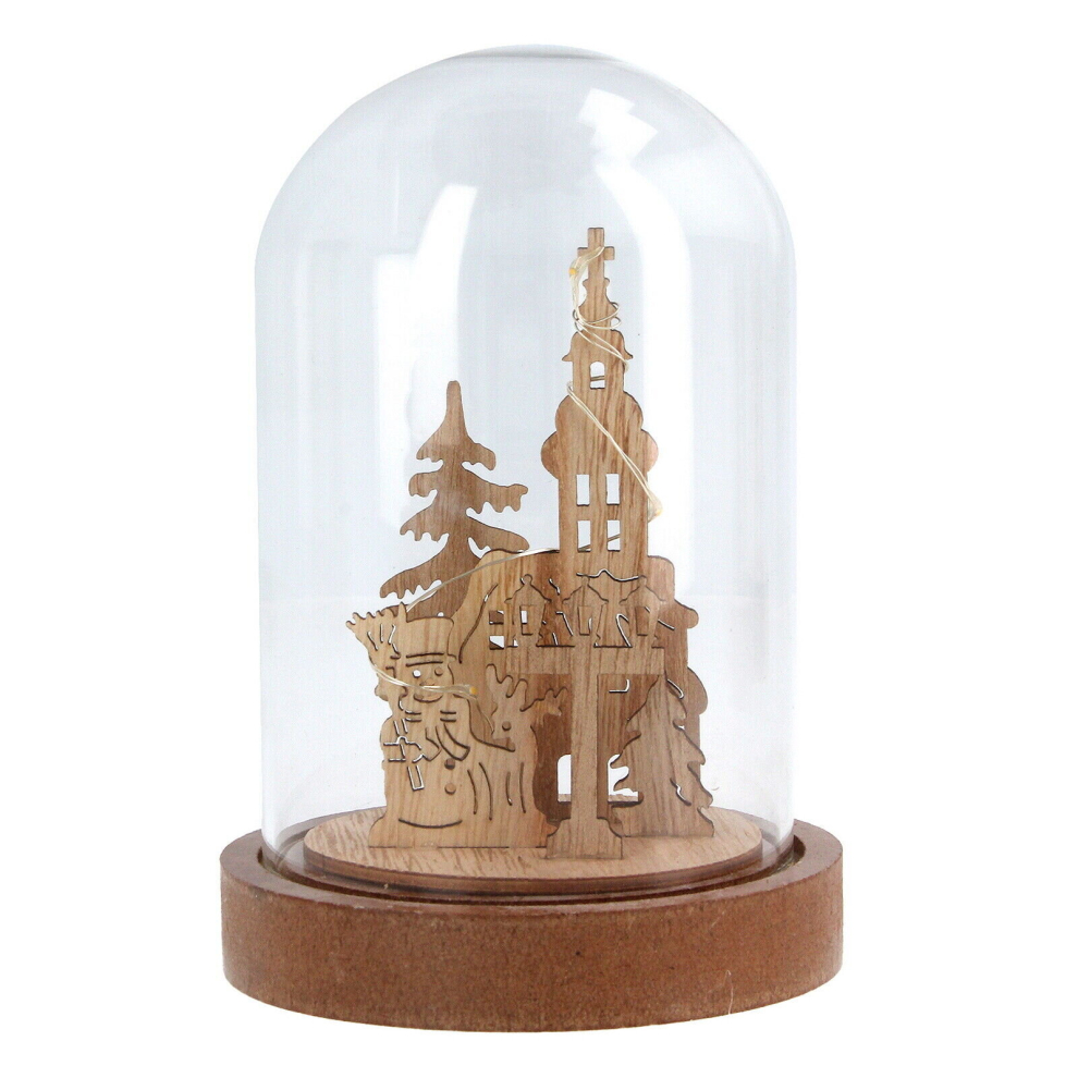 Koopman (Xmas Village) Led Christmas Glass Bell Jar Dome Xmas Display