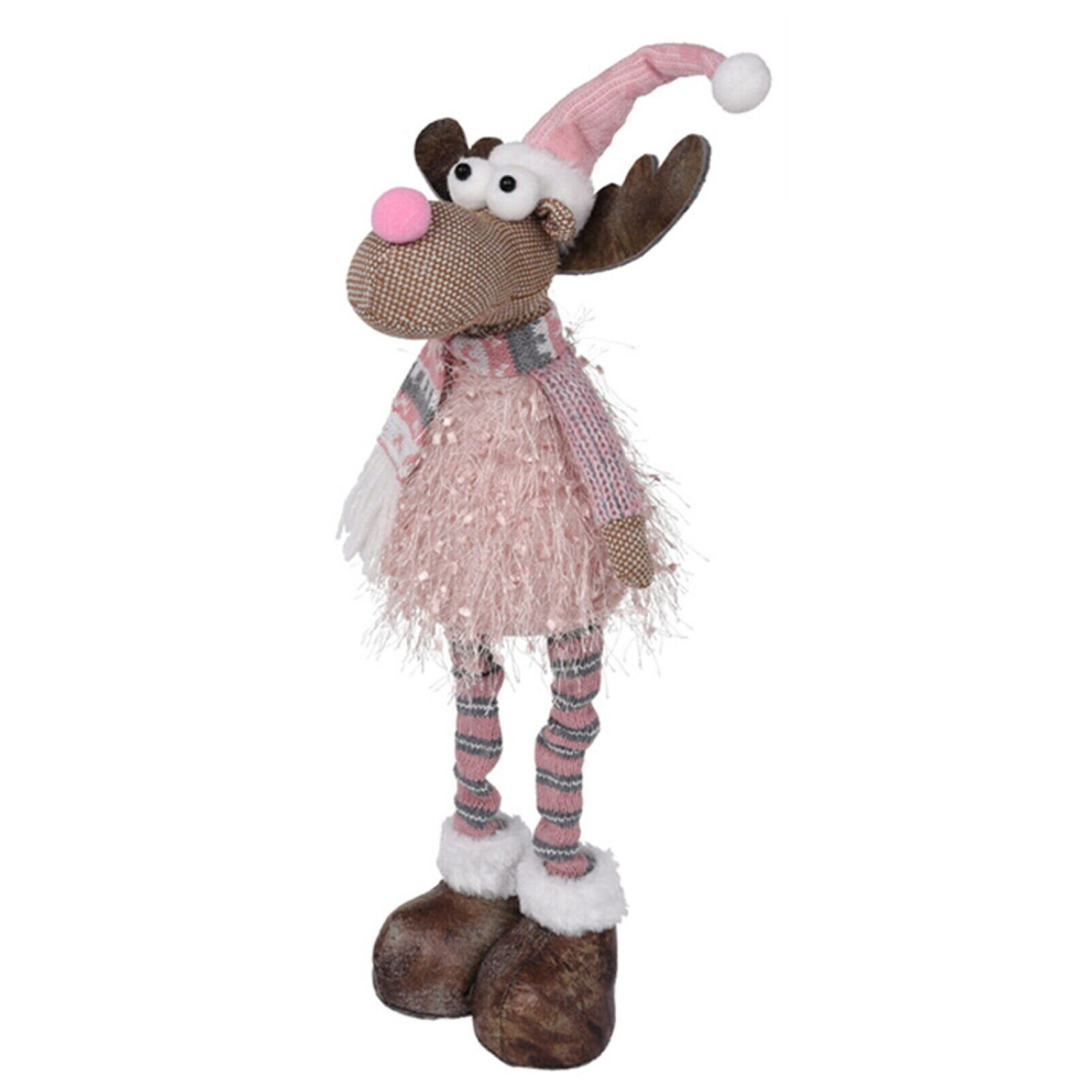 (Plain Hat 45cm) Christmas LED Reindeer Light Up Decorations Doll
