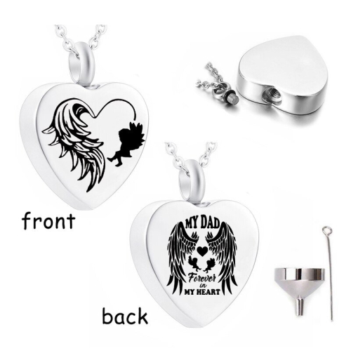 Cremation jewelry heartshaped angel wings urn necklace doublesided carved on OnBuy