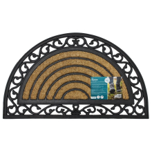 Karina H/Moon Half-Moon Doormat 45x75cm – 100% Coir in Rubber Frame, All-Weather Scraper with Embossed Pattern