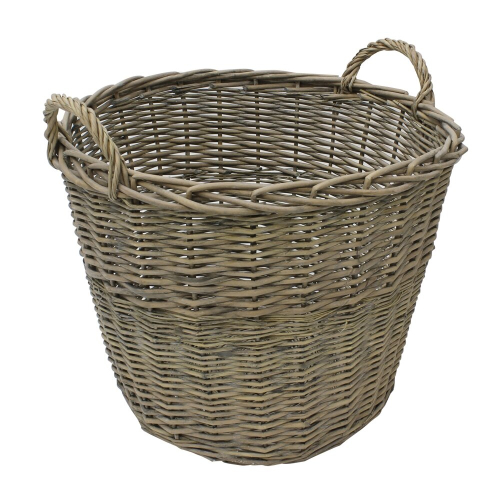Chunky Willow Log Basket - Grey