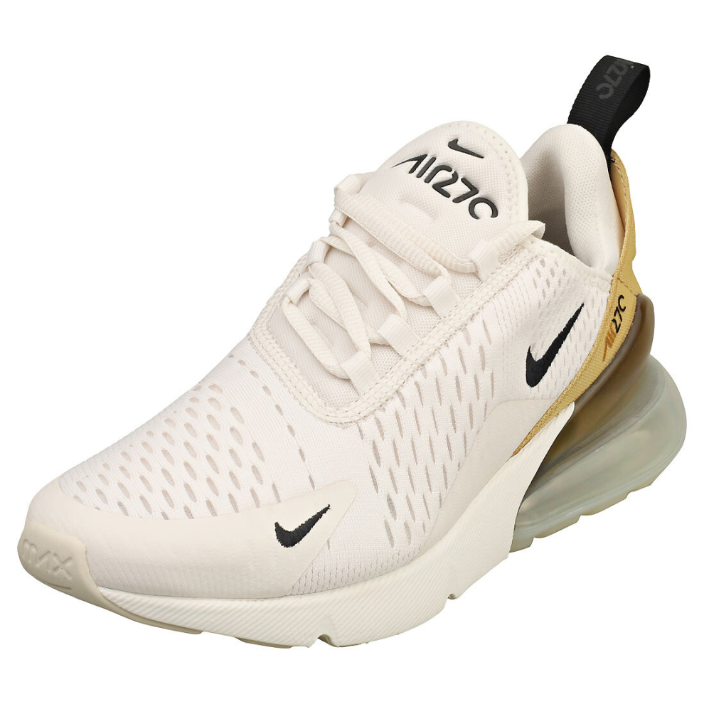 (3.5) Nike Air Max 270 Womens Fashion Trainers in White Gold