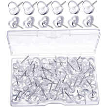 100pcs Transparent Heart Pushpin Pin Display Board Thumbtacks Transparent Push Clear Push Pin Map Push Decorative Push Wall