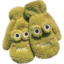 Cute Cartoon Frog Mitten Gloves Plush Gloves Autumn Winter Thick Warm Gloves Hanging Neck Gloves for Women Girls