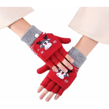 Kids Winter Gloves Warm Mittens Flip Half & Full Finger Christmas Convertible Mittens with Thumb Flap for Boys Girls