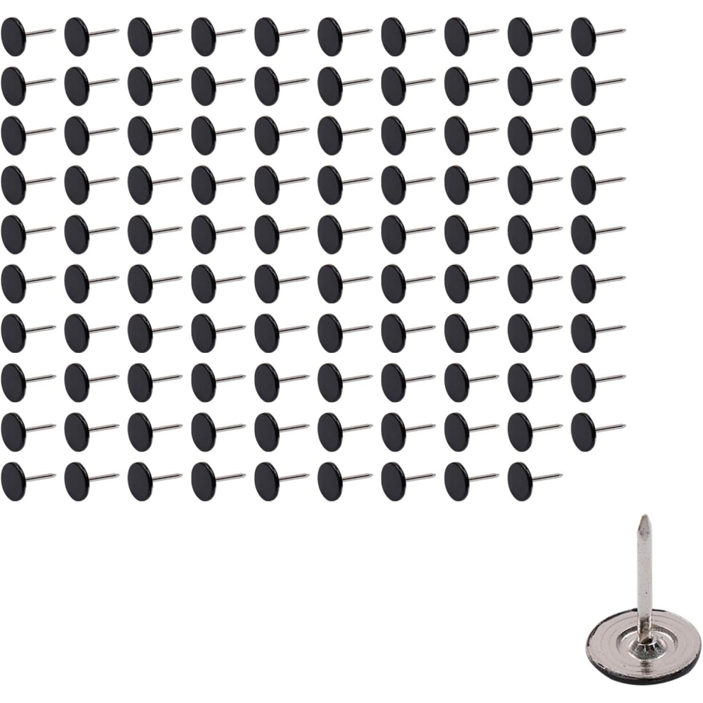100Pcs Flat Head Upholstery Tacks Thumb Tacks Furniture Decor Upholstery Nails Thumb Push Pins,Black(11Mm X 17Mm) 7770197826082