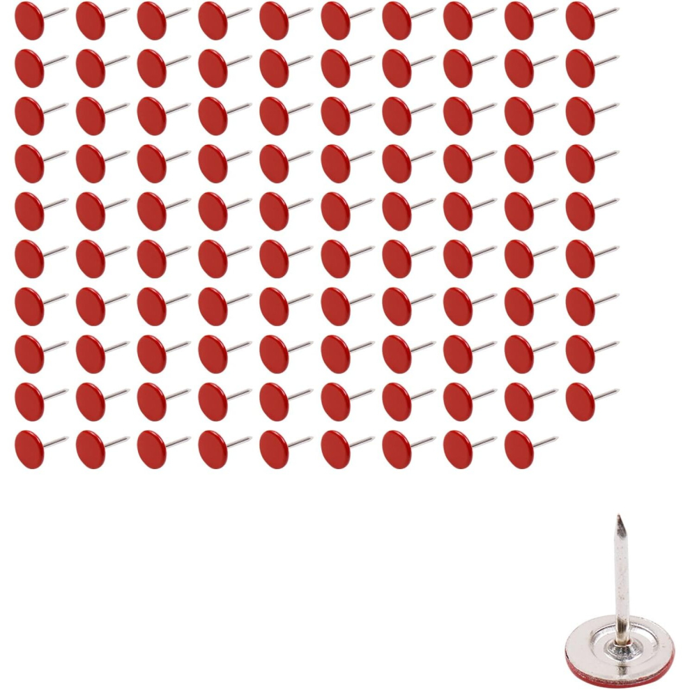 100Pcs Flat Head Upholstery Tacks Thumb Tacks Furniture Decor Upholstery Nails Thumb Push Pins,Red(11Mm X 17Mm) 7770197826099