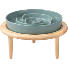 Slow Feeder Elevated Ceramic Dog Bowl for Medium Breed Slow Down Eating Slow Feeder for Fun,Anti-Choking Raised Pet Bowl(Dark Green)