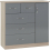 Seconique Nevada 5 Drawer 1 Door Low Wardrobe Grey Gloss and Light Oak Effect Veneer 1