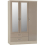 Seconique Nevada 3 Door 2 Drawer  Mirrored Wardrobe OYSTER 1