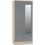Seconique Nevada Mirrored 2 Door 1 Drawer Wardrobe Grey and Oak Effect 1