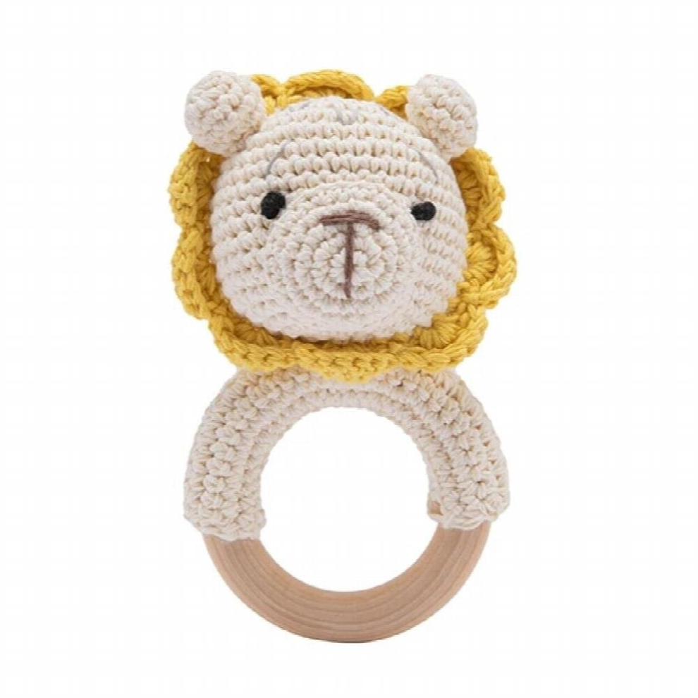 Baby Teether Safe Wooden Toys DIY Crochet Rattle Wooden Baby Teething Toy Set Natural Teething Toy Newborn Toy