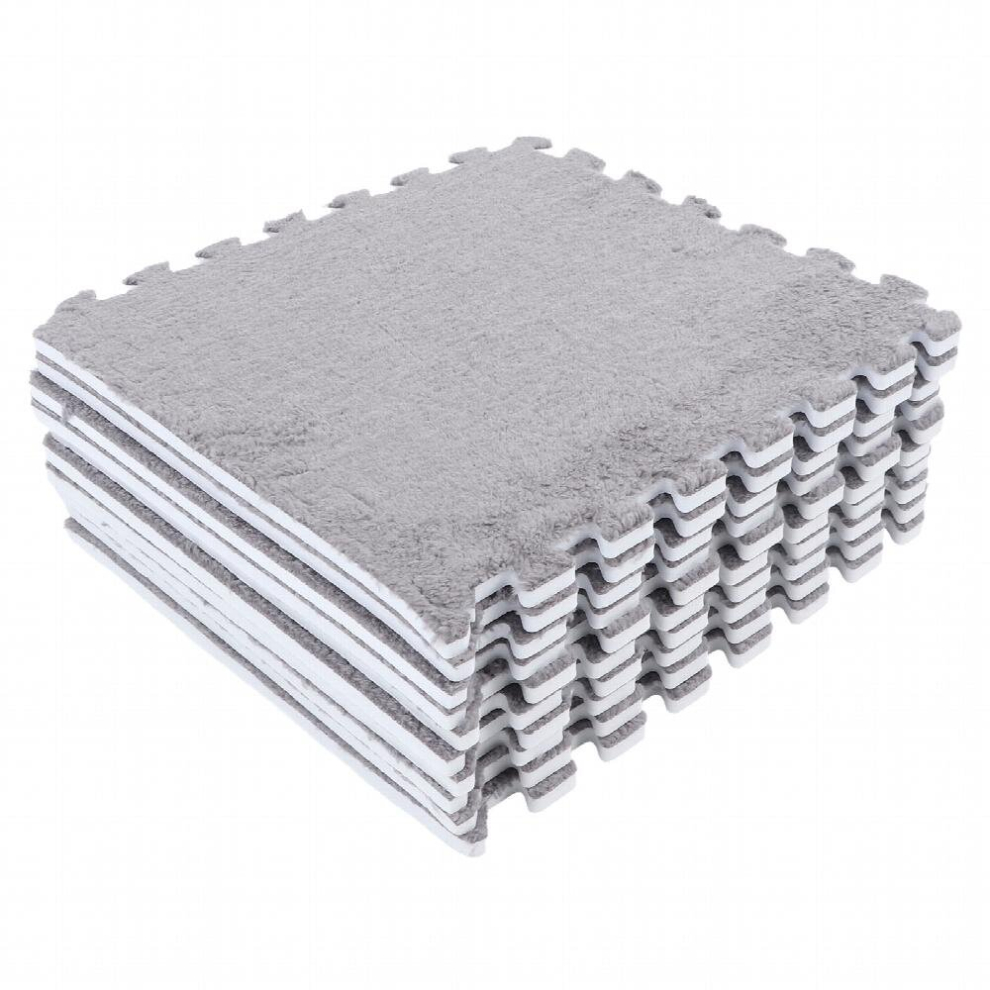 10Pcs Plush Foam Floor Mat Soft Thick Split Joint Interlocking Plush Foam Rug for Children Room Floor