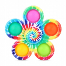 Funny Tie Dye Fidget Spinner Finger Push Bubble Hand Spinner For ADHD Anxiety Stress Relief Sensory Party Favor For Kids