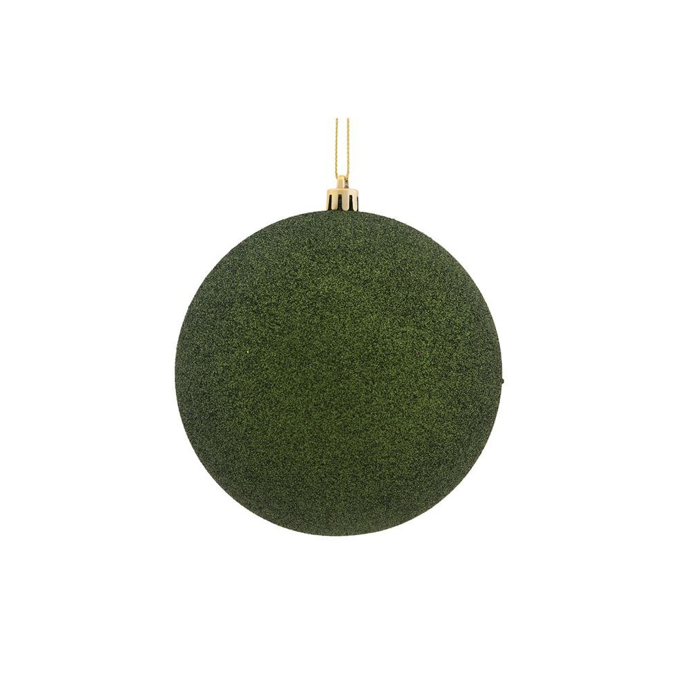 2.4 in. Moss Green Glitter Treated Ball Christmas Ornament with Drilled & Wired Cap  24 per Bag-image-OPC-PCZNRCC-NEW