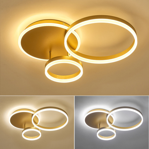 Living And Home Modern Round LED Chandelier Ceiling Light, 3 Circle Dimmable 2