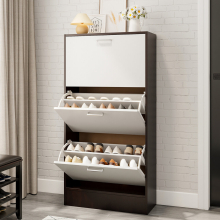 3-Tier Wooden Shoe Cabinet with Flip-Down Drawers, Walnut Finish, Free-Standing Shoe Organizer (60cm W x 24cm D x 119cm H)