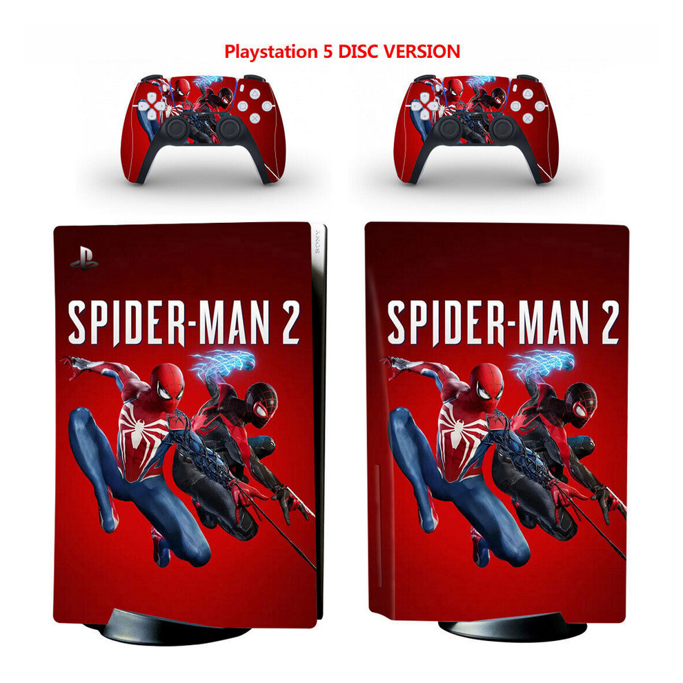 Newjass Skin Sticker For Ps5 Console Controller Disc Version Vinyl Cover Spiderman 2
