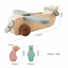 Wooden Pushplane With Animal Toys Detachable Model Montessori Toys Hand-brain Coordination Exercise Plaything Baby Gift