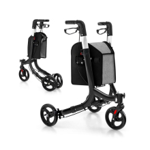 3 Wheel Folding Rollator Aluminium Mobility Walker Adjustable Handle Lightweight