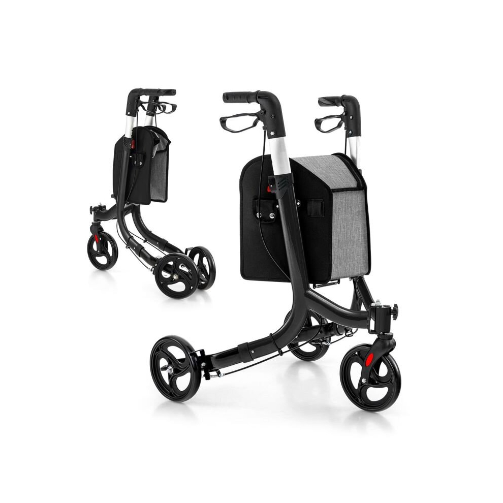 3 Wheel Folding Rollator Aluminium Mobility Walker Adjustable Handle Lightweight