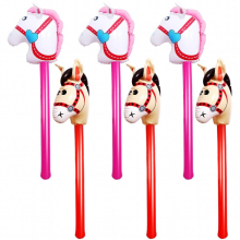 2/3/4 Pieces Inflatable Stick Horse Inflatable Horse Stick Balloon Horse Head Stick