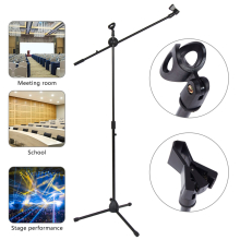 Adjustable Microphone Stand Boom Arm Holder & Mic Clip Stage Studio Tripod