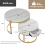 (White) Removable Set of 2 Round Coffee Table with Storage 9