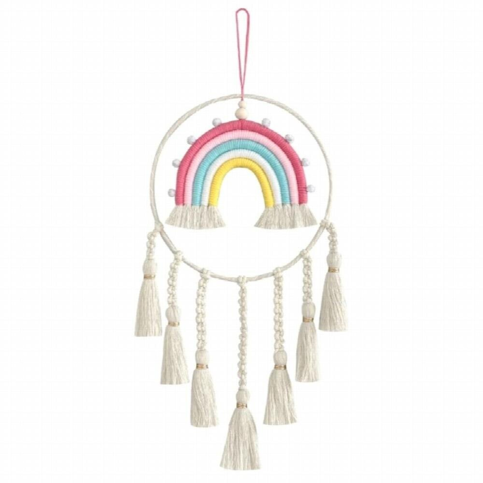 Nordic Macrame Rainbow Hanging Decor Cotton Woven Rainbow Tapestry Pendant for Kids Baby Girl Room Decor Nursery Decor