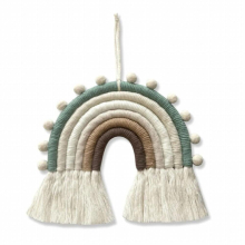 Macrame Rainbow Wall Hanging 6 Lines Tapestries DIY Rope Ornaments with Tassels for Nursery Kid Room Home Decorations