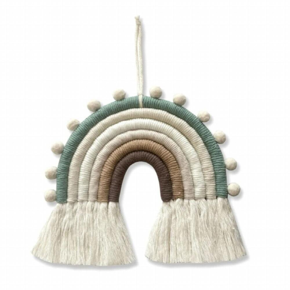 Macrame Rainbow Wall Hanging 6 Lines Tapestries DIY Rope Ornaments with Tassels for Nursery Kid Room Home Decorations