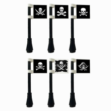 6pcs Pirate Flags for Building block Scene Pirate Lair Boat Pirates of the Caribbean Skeleton Flags