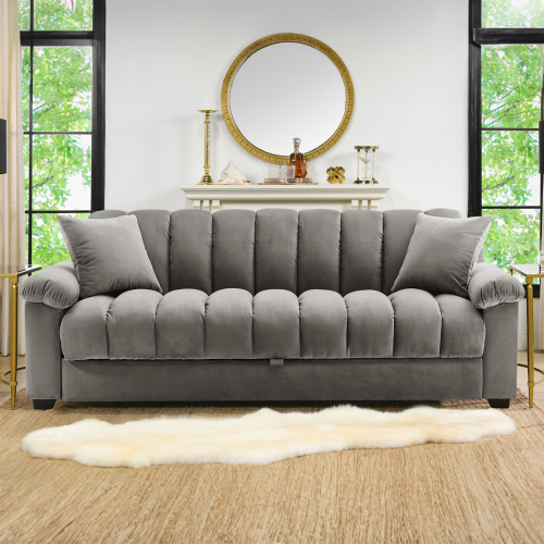 Living And Home 6ft Widths Grey Tufted Sleeper Sofa Bed