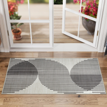 (40 X 60 cm (1 ft 3 in x 1 ft 9 in), Jett Piano Black) Extra Large Area Rugs Printed Geometric Traditional Carpets Runner Rug & Luxury Floor Door Mats