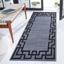(60 X 220 cm (2 ft x x 7 ft 2 in), Nico Grey Greeky) Extra Large Area Rugs Printed Geometric Traditional Carpets Runner Rug & Luxury Floor Door Mats