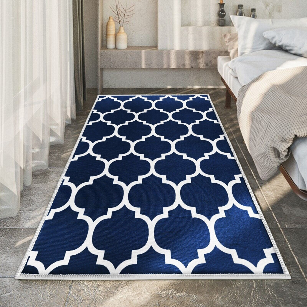 (120 x 170 cm (4 ft x 4 ft 9 in), Ava Navy Blue) Extra Large Area Rugs Printed Geometric Traditional Carpets Runner Rug & Luxury Floor Door Mats