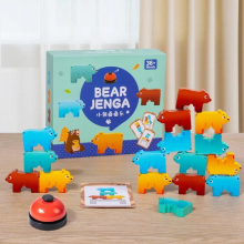 Children Wooden Bear Balancing Jenga Bear Stacked High Game Toys Kids Early Education Cartoon Creative Wooden Puzzle Toys