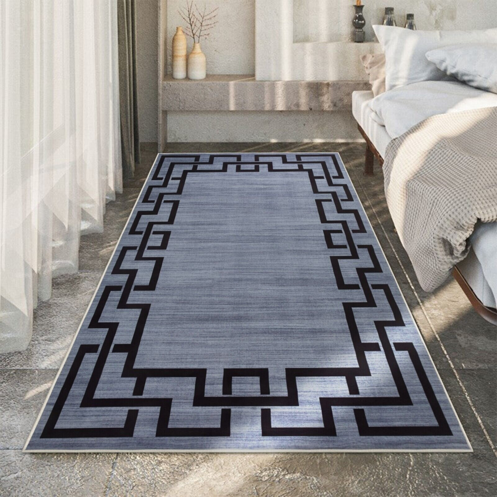 (120 x 170 cm (4 ft x 4 ft 9 in), Nico Grey Greeky) Extra Large Area Rugs Printed Geometric Traditional Carpets Runner Rug & Luxury Floor Door Mats