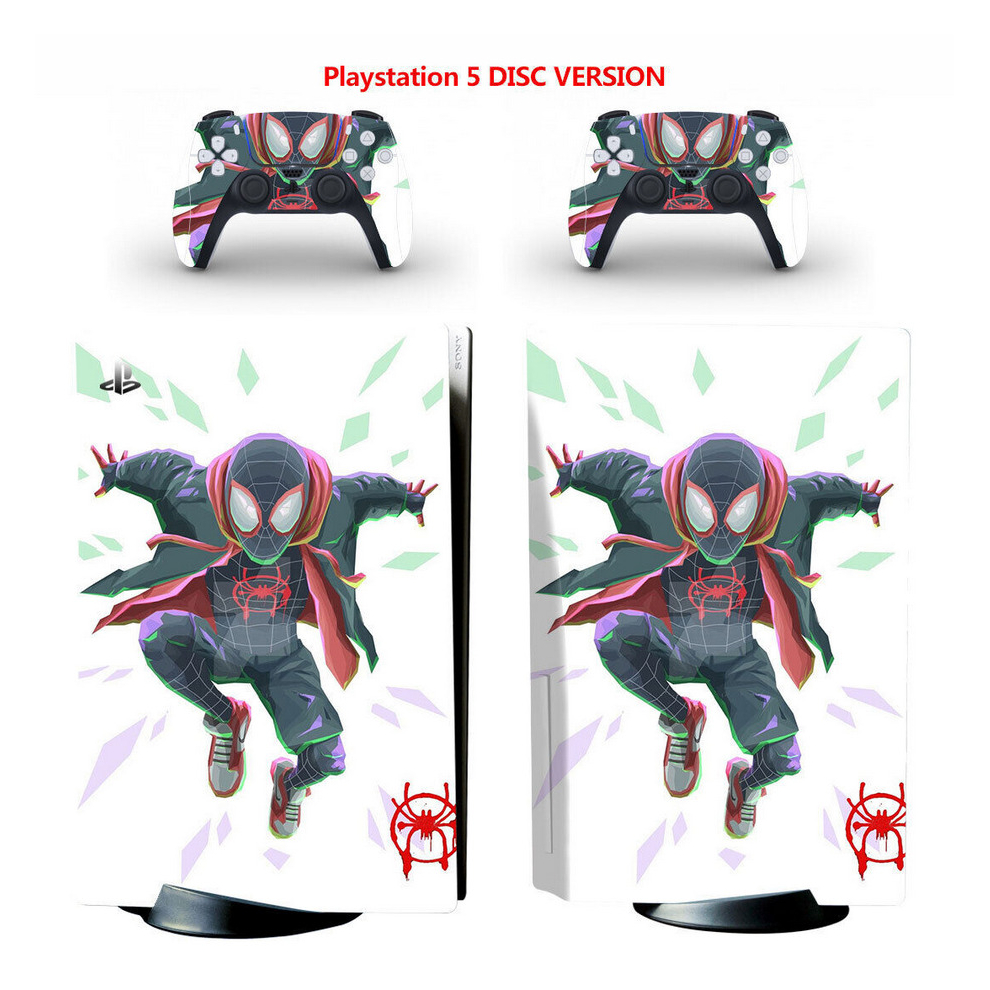 Newjass Skin Sticker For Ps5 Console Controller Disc Version Full Vinyl Decals Spiderman
