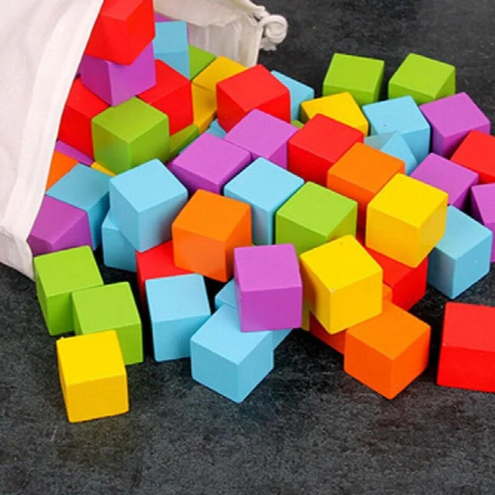 25mm 100pcs/set wood cubes blocks Early Education Solid Cubes for Woodwork Craft Kids Toy Puzzle Making Material