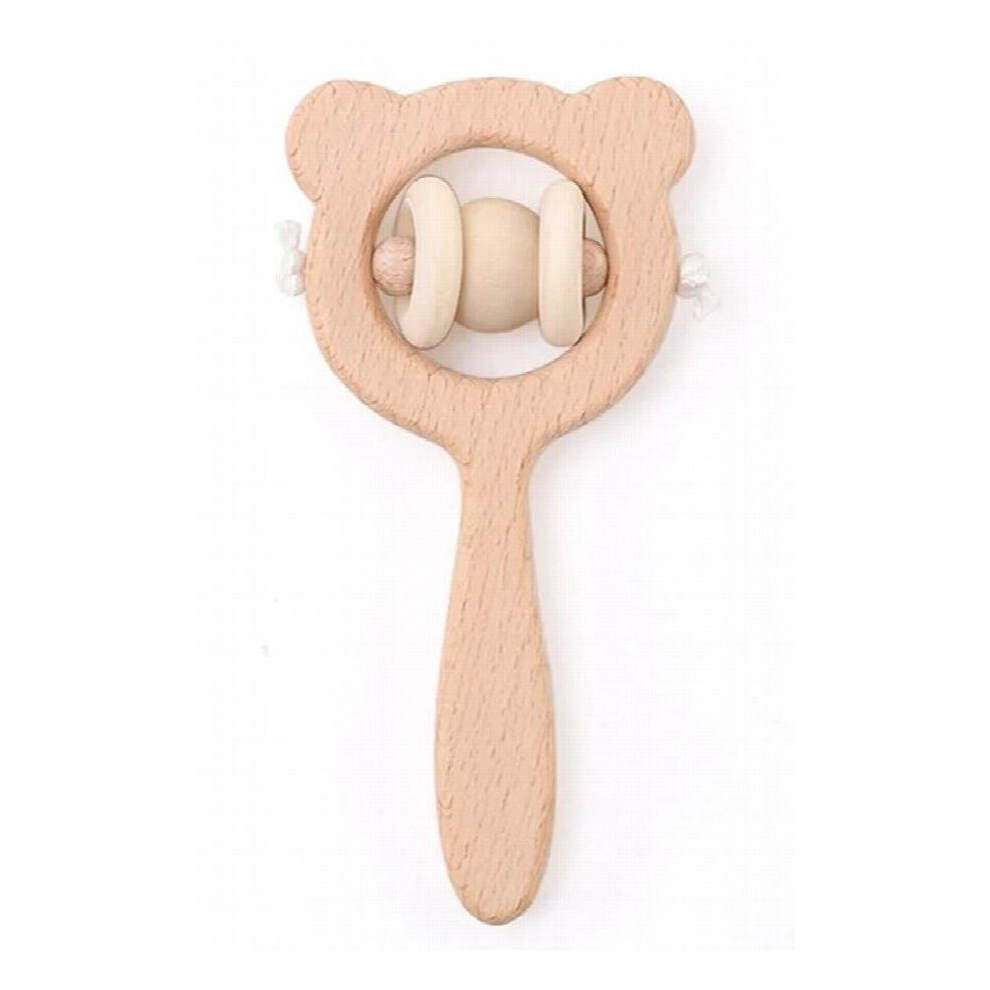 Baby Silicone Teether Cartoon Elephant Teething Toy Beech Wood Ring Infant Comfort Toys