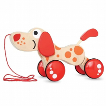 Walk-A-Long Snail Toddler Wooden Pull Along Toy Sustainably From Rubberwood with Options and Makes Click-Clack Sounds Toys