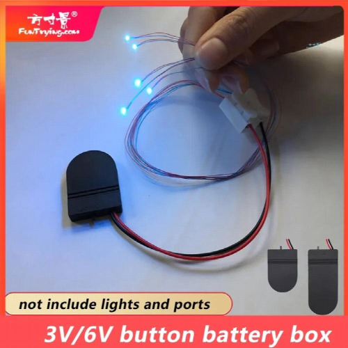 2pcs Button Box 3v/6v Sand Table Micro Holder with Switch Cover to Send Terminal Led Light Wiring Cr2032