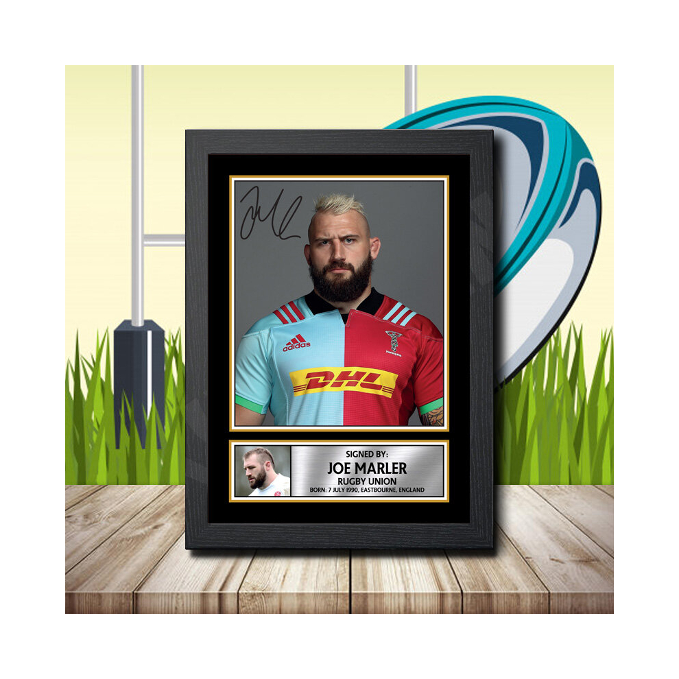 (A4 BLACK FRAMED) JOE MARLER 1 - RUGBY - Signed by Autographed Poster Print | Wall Art | Photo | Signature | GIFT