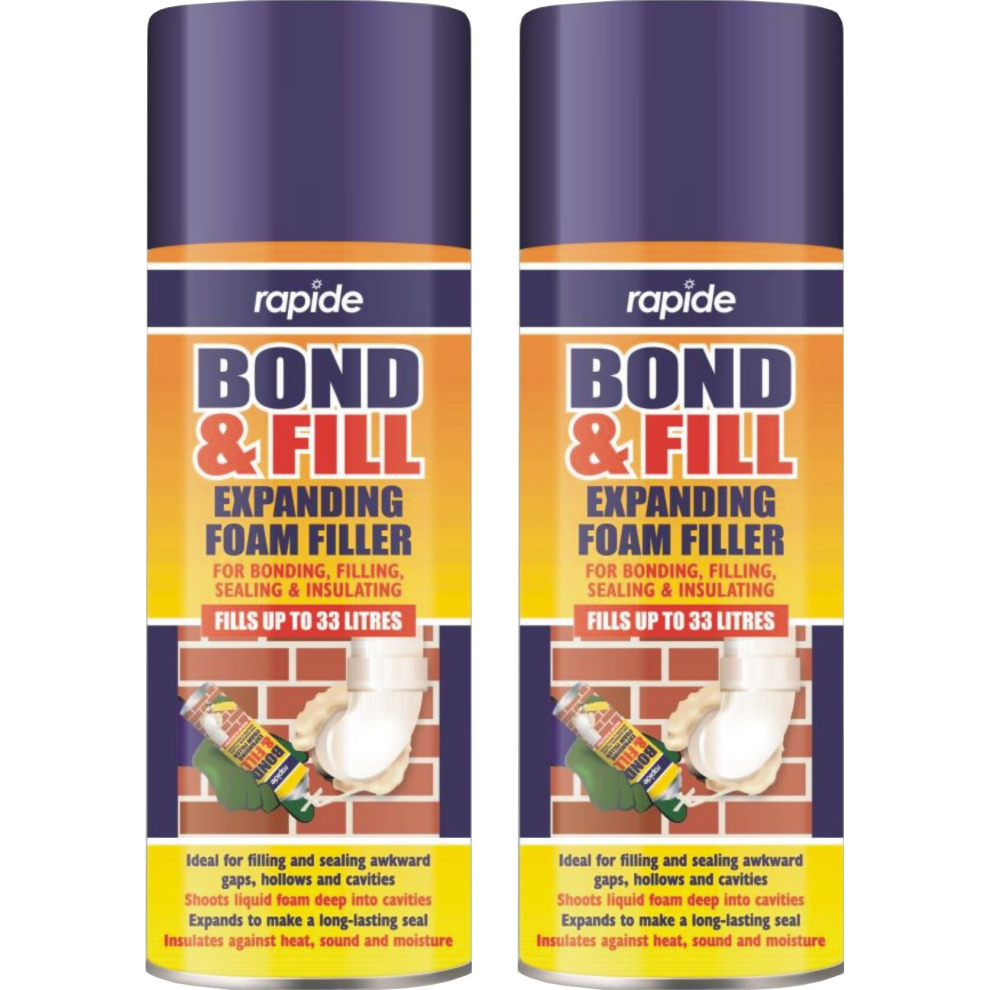 2 x 500ML BOND AND FILL EXPANDING FOAM GAP FILLER SPRAY