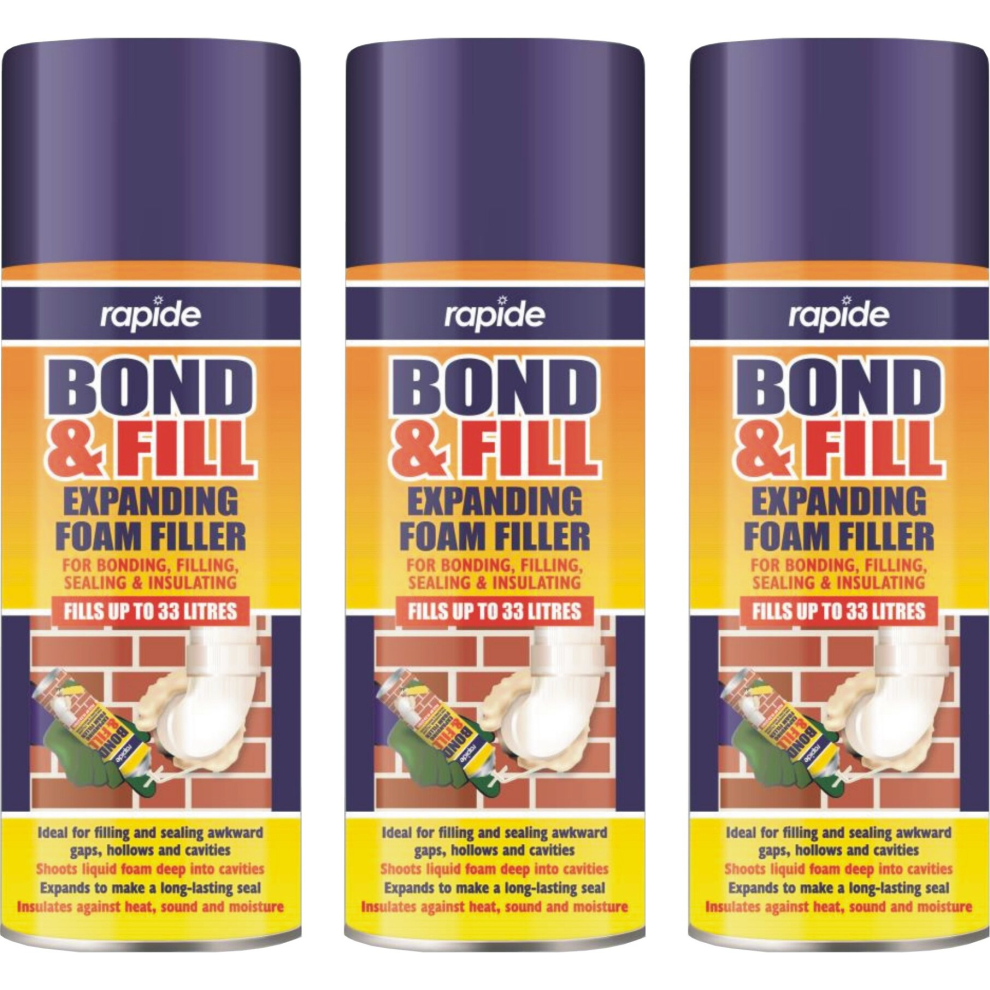 3 x 500ML BOND AND FILL EXPANDING FOAM GAP FILLER SPRAY